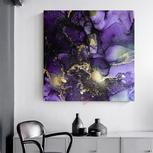 Cuadro Abstracto Morado Crm5 Canvas Grueso 90x90