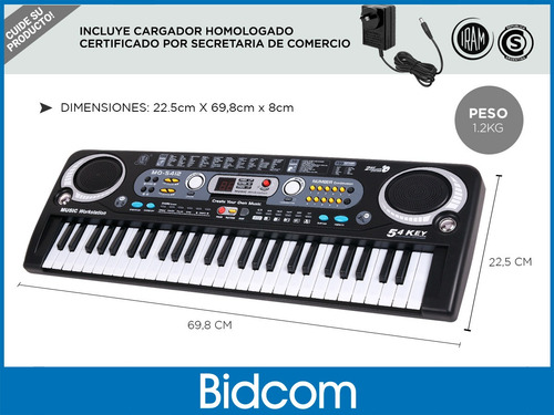 Imagen 6 de 9 de Teclado Organo Electronico Musical Instrumento 54 Teclas