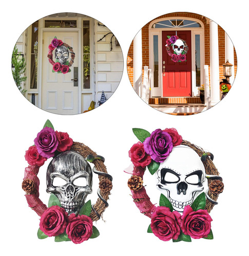 2 X Coronas De Calaveras De Halloween Manualidades Puerta