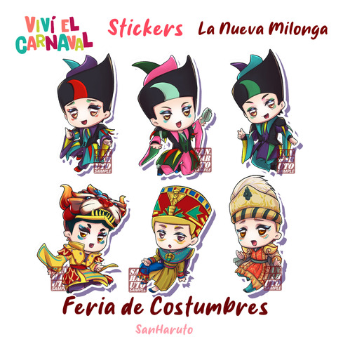 Set Stickers La Nueva Milonga Murga Carnaval Sanharuto Fg