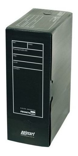 Caixa Arquivo Morto Plástica Prontobox -  10 Unidades Cor Preto