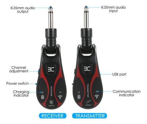 Sistema De Guitarra Transceptor Inalámbrico Uhf Epw-a Audio