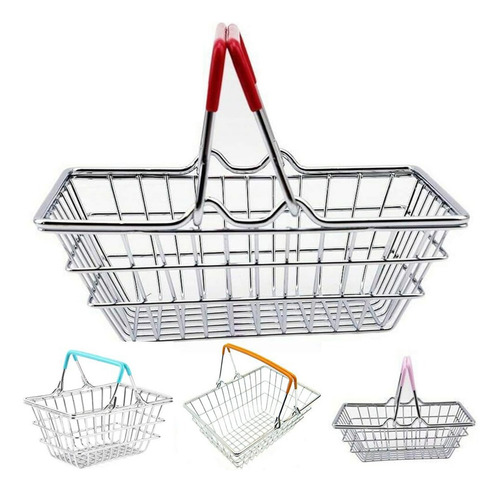 Mini Canasta Supermercado Decoración Cesta Compras Juguete Azul