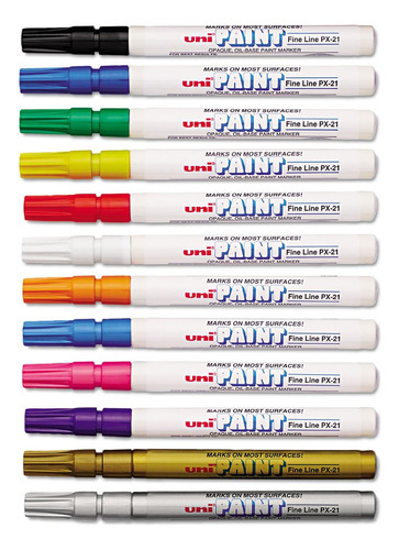 Marcador Permanente Uni-paint, Punta Bala Fina, Colores