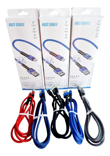 Cable Usb Tipo C Data Perfect 6.0 A Carga Rápida X 3 Unid
