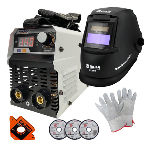 Soldadora Inverter Mma Ferrolan Mobi 1400 Careta Accesorios