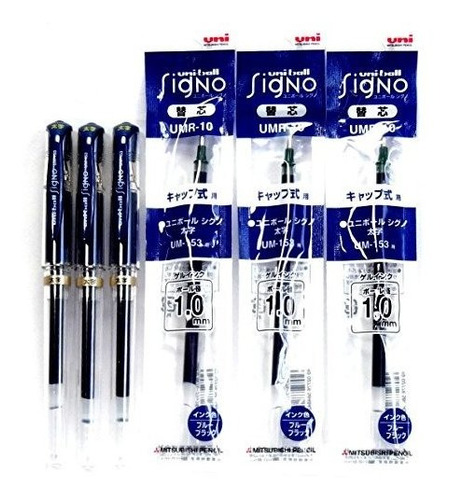 Uni-ball Signo Punto Amplio Impacto Pluma Azul Y Negro Tinta