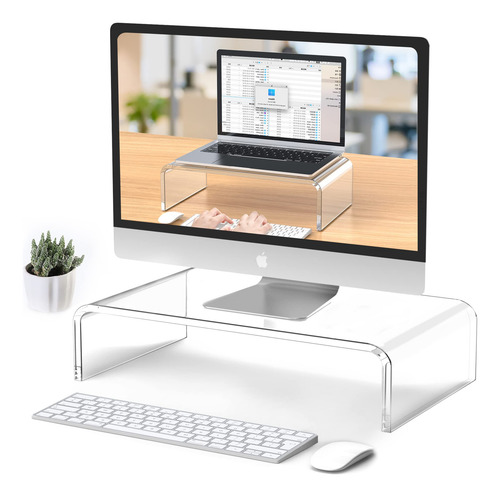 Soporte De Monitor Acrílico Beimu Para iMac Macbook, Blanco