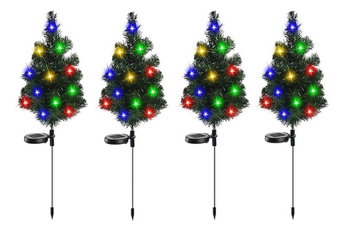 4 Pcs Led Solar Árbol De Navidad Luces Decoración De Jardín