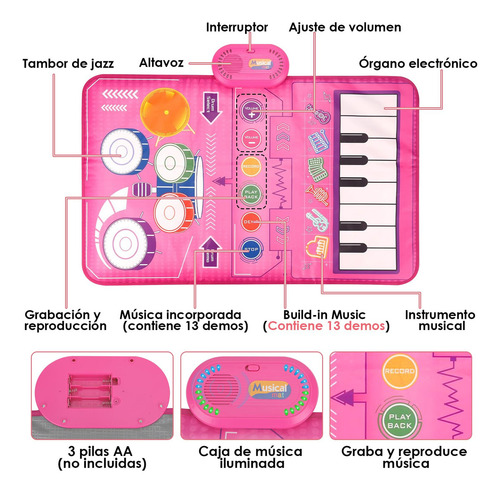 Para Alfombrilla De Musicales De Piano Para Niños, 2-in-1