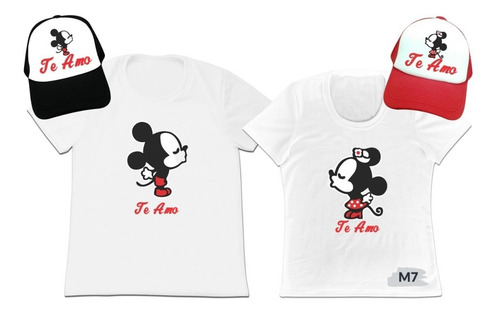 Camiseta Mas Gorra Set 2 Pajeras Enamorados Novios Esposos