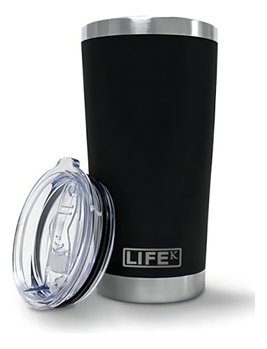 Copo Térmico Lifek Em Aço Inox 591ml Preto Com Tampa