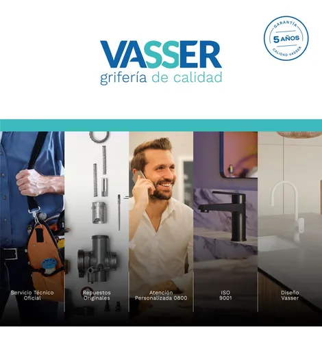 Griferia Lavatorio Baño Mesada Vasser Onix Doble Comando