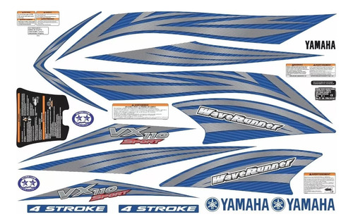 Kit Adesivos Jet Ski Yamaha Vx 110 Azul Sport 2011 Jtki30