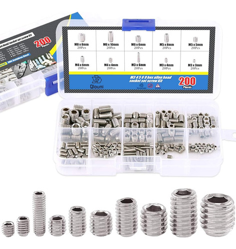 Qlouni Juego De 200 Piezas De S Hexagonales M3 M4 M5 M6 M8 D