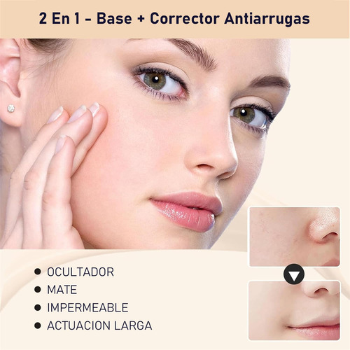 Corrector Antiarrugas De Base 2 En 1, Base En Barra Con
