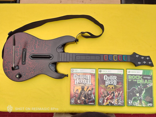 Guitarra Guitar Hero Xbox 360 Con Correa Y 1 Juego A Escoger
