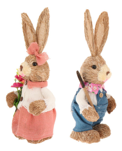 2x Estatuilla De Conejo De Primavera, Adornos De Estilo C