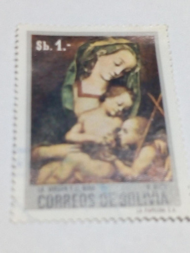 Estampilla De Bolivia.  La Virgen Y El Niño.  $b 1   (1)