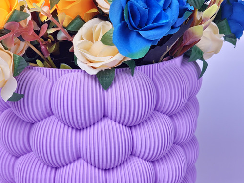 Maceta Grande Plastico Diseño Globitos N15 20x17 Violeta Burbujas