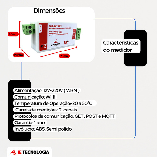Medidor De Temperatura Wi-fi Sm-wt 2 Sensor Ds18b20