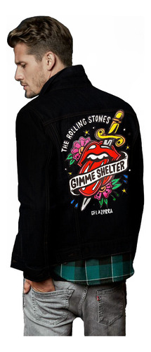 Campera Jean Negra Azul Hombre Rolling Stones Gimme Shelter
