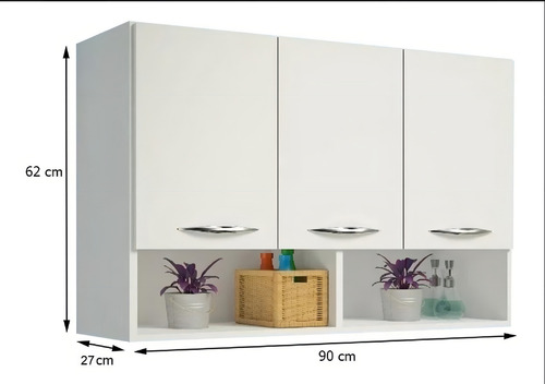 Mueble de cocina con 2 mostradores de pared con separadores, 1,50 m, color blanco