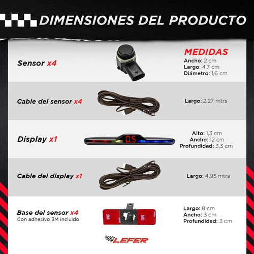 Imagen 4 de 9 de Sensor Tipo Original De Estacionamiento Slim Universal Color
