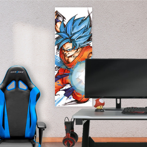 Cuadro Grande 30x80 Cm Dragon Ball Goku Blue Kame Animeras