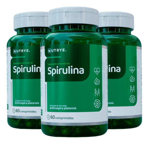 Kit 3x Spirulina 1000mg 60 Comprimidos Cada Original