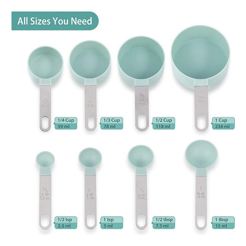 Juego De Tazas Y Cucharas Medidoras De 8 Piezas, Medida Para
