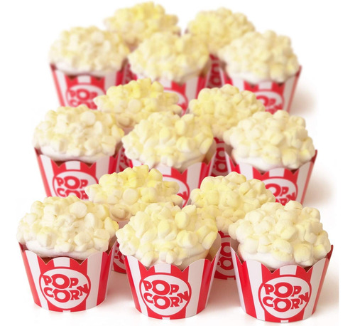 Envolturas Para Cupcakes De Palomitas De Maíz, Rayas Rojas Y