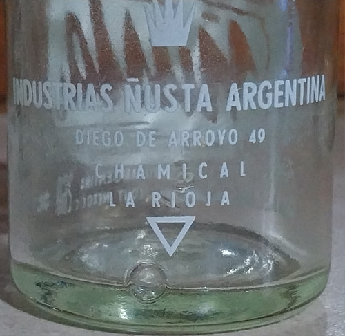Antigua Botella Vacía De Bebida Sin Alcohol Ñusta, La Rioja. (Usado)