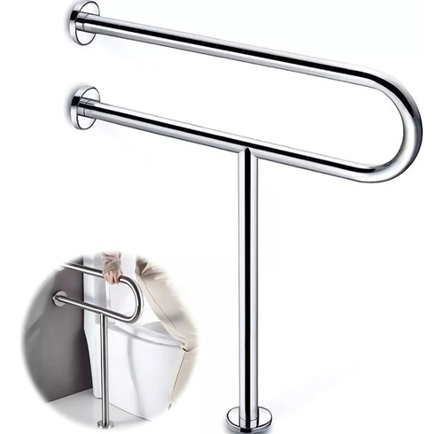 Jutang Agarraderas para Baño para Discapacitados Plegable para Inodoro Mango Plateado