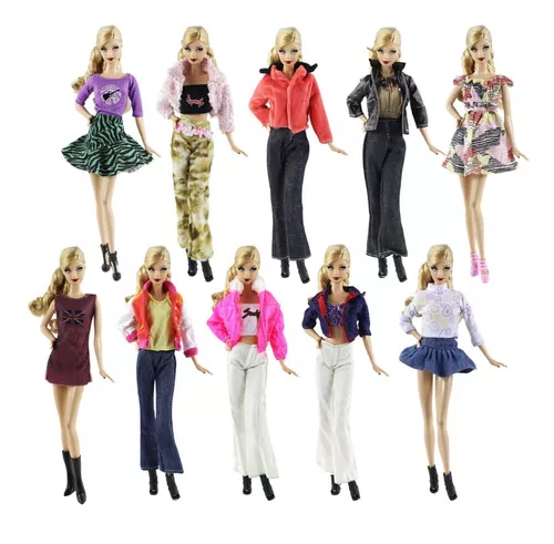 Roupa P/ Boneca Barbie + 2 Sapatos Roupinha Fashion Chic 26f