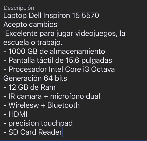 Laptop Dell Inspiron 15 5570 1 Tb (Usado)