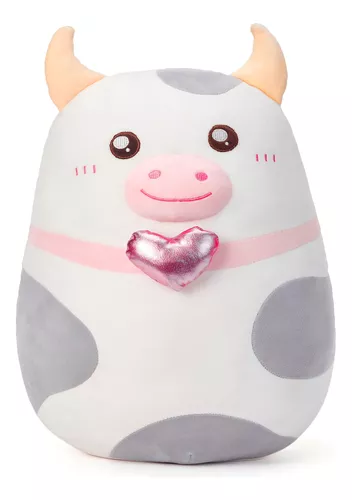 Juguete de peluche de vaca rosa, animal de peluche de 10 pulgadas, abrazo y  abrazo con tela suave y relleno – Lindo regalo de vaca para niños y niñas