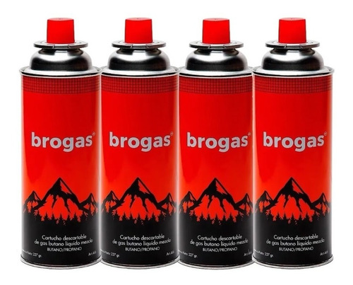 Pack 4 Cartucho Gas Butano 227 Gr Brogas Para Anafe Camping 