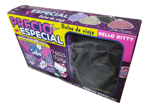 Toallas Nocturnas Saba + Bolsa Hello Kitty Negra + Vaso