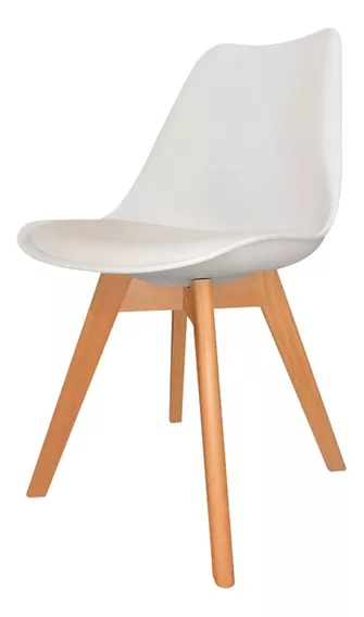 Silla Comedor Tulip Diseño Nordico Patas Madera Y Almohadon Color de la estructura de la silla Blanco