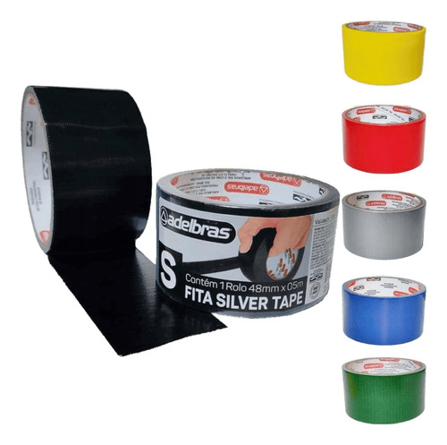 Fita Silver Tape Adelbras Preta 48mm X 5m (cx. C/ 05 Rolos)