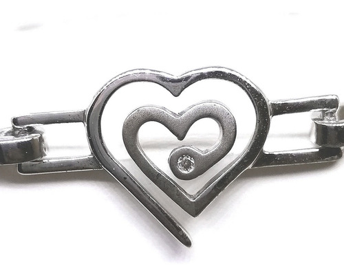 Imagen 2 de 2 de Pulsera Mujer Plata 925 20cm Diamante Corazón Amor Brazalete