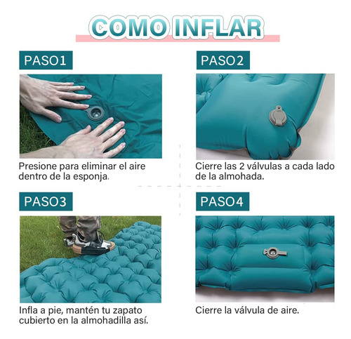 Almohadilla Inflable Para Dormir Con Bomba De Pie Verde