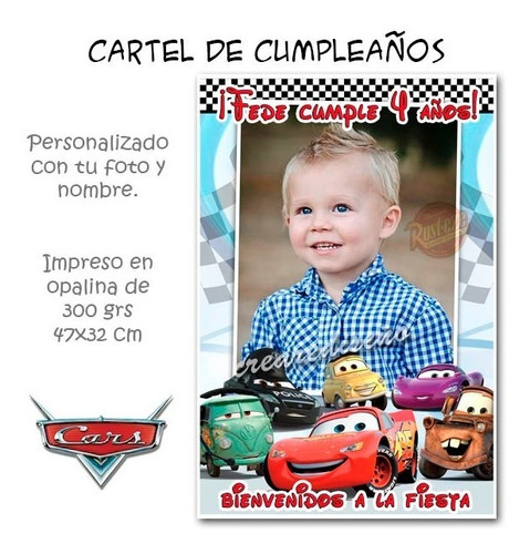 Cars Rayo Mc Queen Cartel De Bienvenida De Cumpleaños C Foto