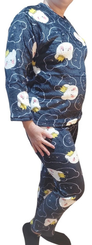 Pijama Juvenil Peluche Liviano Soft Estampado (36-40)