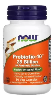 Probiotico 10 Now 25 Billion 50 Cápsulas - Saude Digestiva