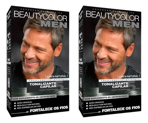 Coloraçao Beauty Color Men Cinza Natural - Kit C/ 2un