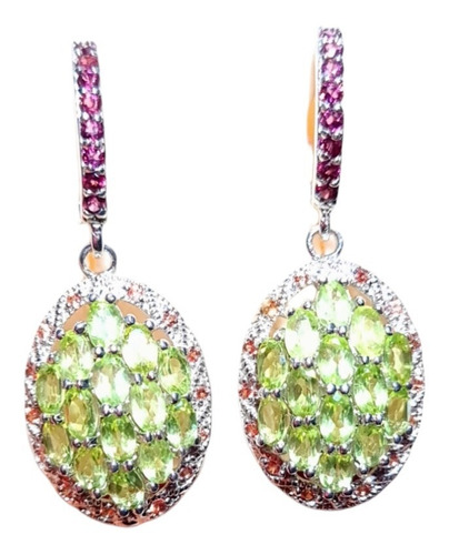 Aretes De Peridotos Y Granates Naturales Ng22