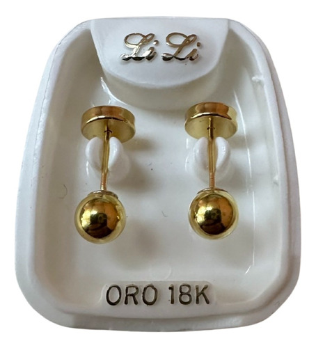 Aros Abridores De Oro Amarillo 18k Bolita 5mm  Mod105