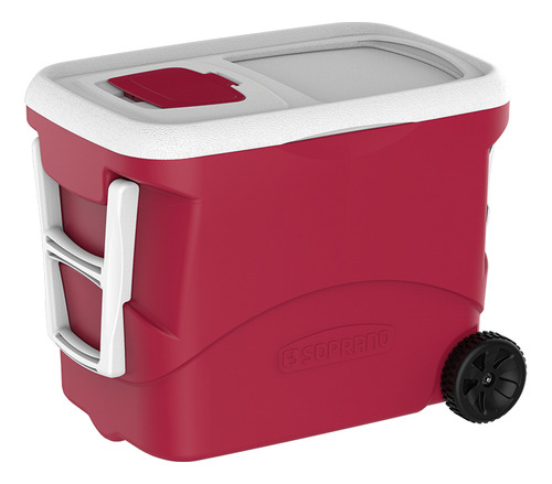 Caja térmica con ruedas y asa Vira Mesa, 50 l, 68 latas, color rojo